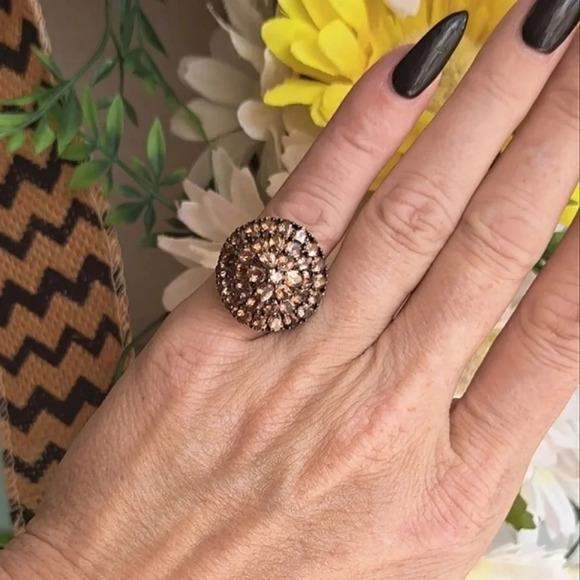 Natural Jenipapo Andalusite Large Cluster Style Ring. - Picture 5 of 6